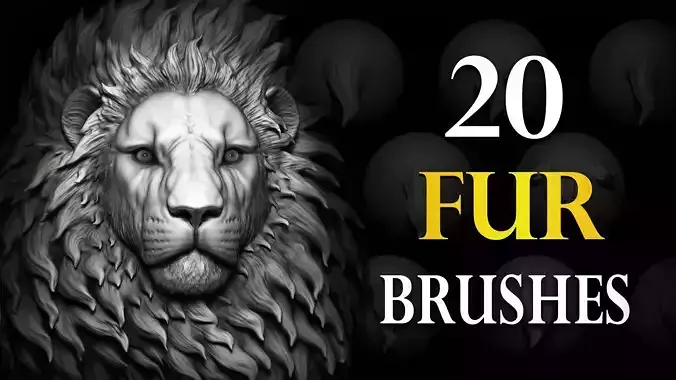 Zbrush and Blender - 20 Stylized Fur VDM Brush 3D model