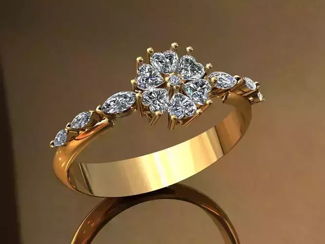 ring-diamond ring- cluster ring- wedding-ring-engagement-ring 3D print model