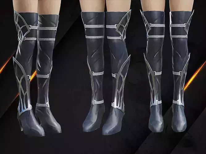 Moon Warrior leg armor female lowpoly game asset