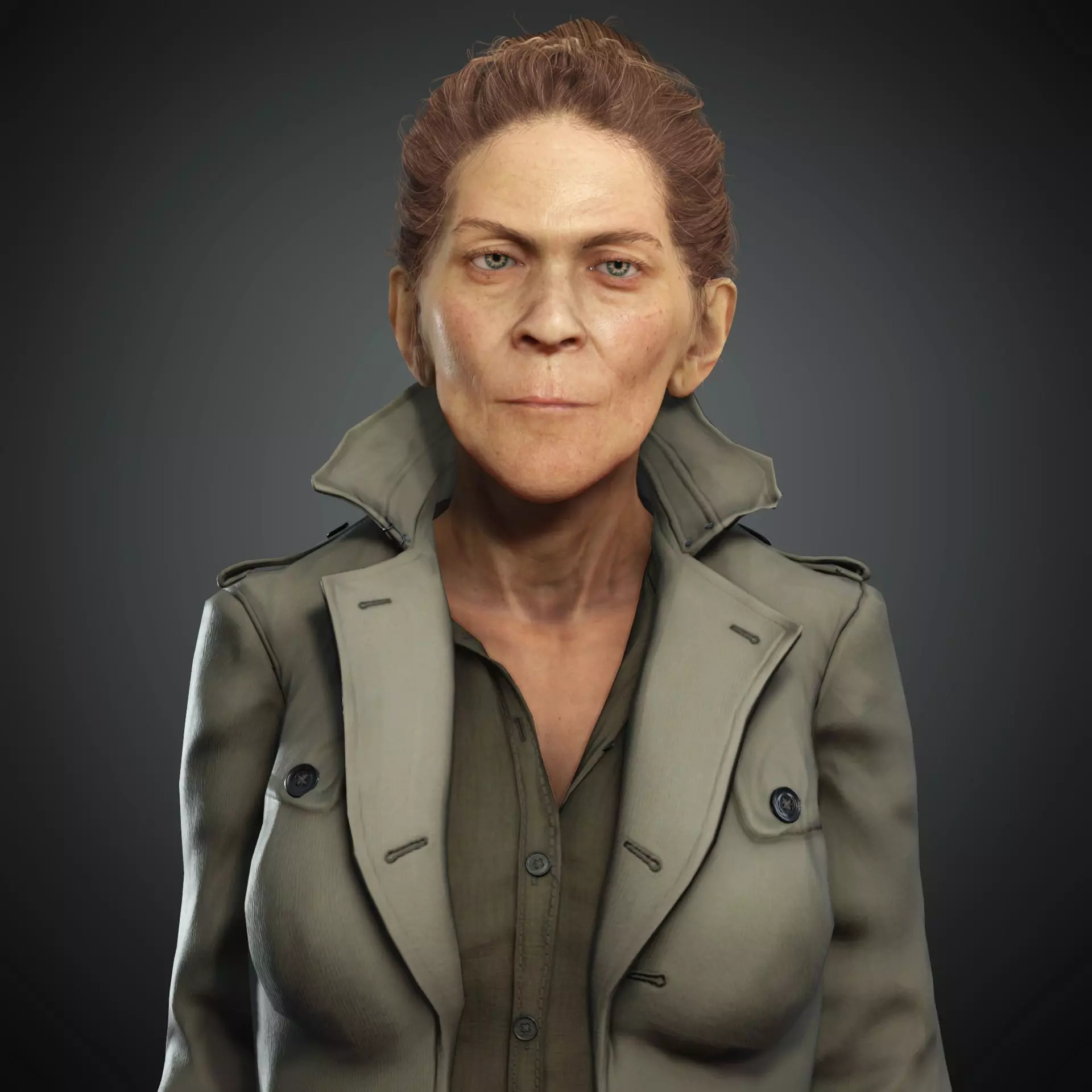 Detective mature woman - Rigged and Blendshapes Low-poly 3D model
