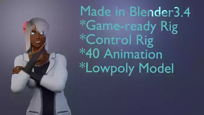 FemaleCharacterRig3 Low-poly 3D model