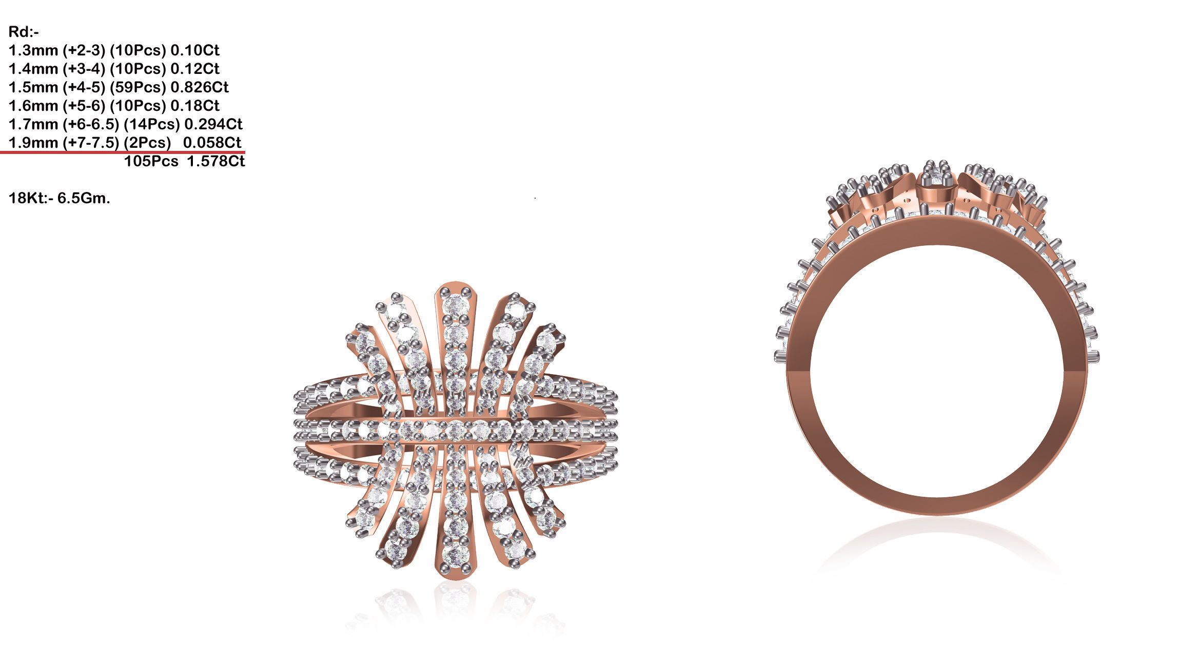 Women Wedding Engagement Ring STL OBJ FBX JCD Details 3D print model_1