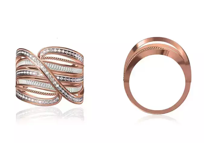 Women Wedding Engagement Ring STL OBJ FBX JCD Details