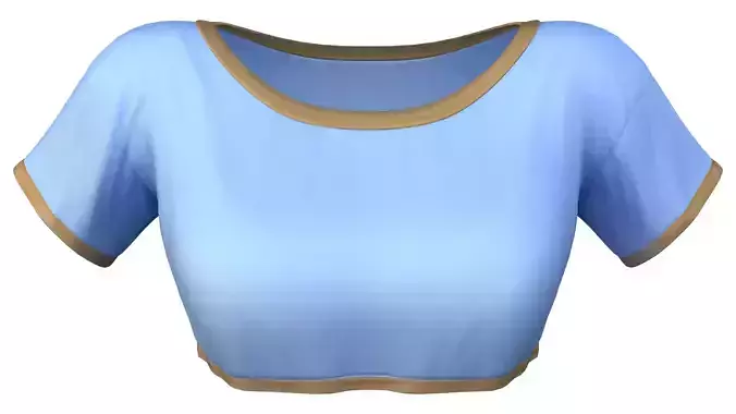Blue Crop T-shirt Top Low-poly 3D model