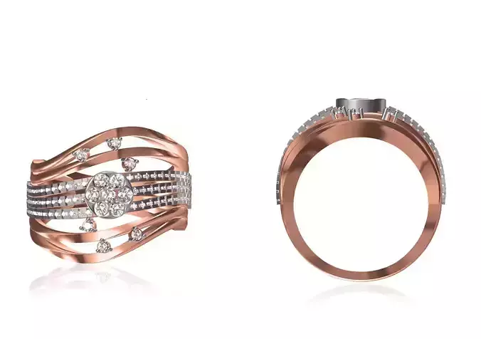 Women Wedding Engagement Ring STL OBJ FBX JCD Details