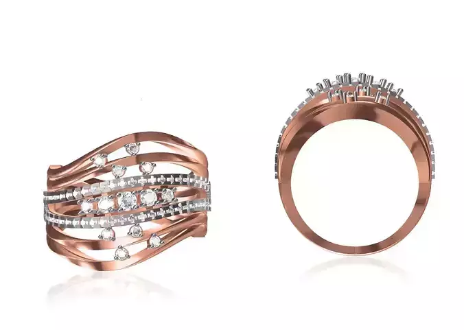 Women Wedding Engagement Ring STL OBJ FBX JCD Details