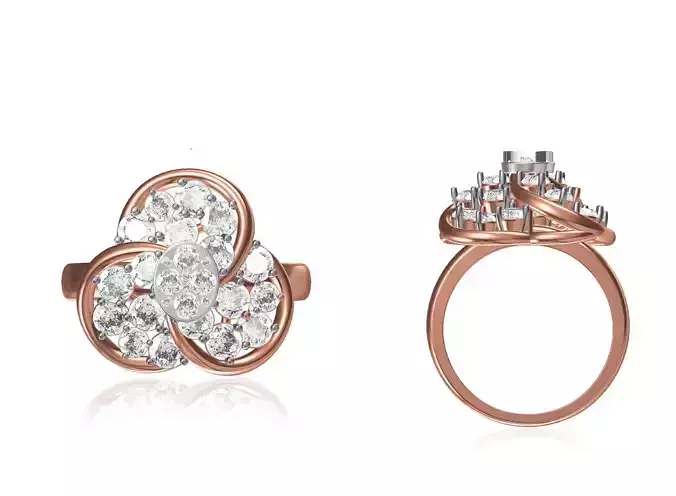 Women Wedding Engagement Ring STL OBJ FBX JCD Details