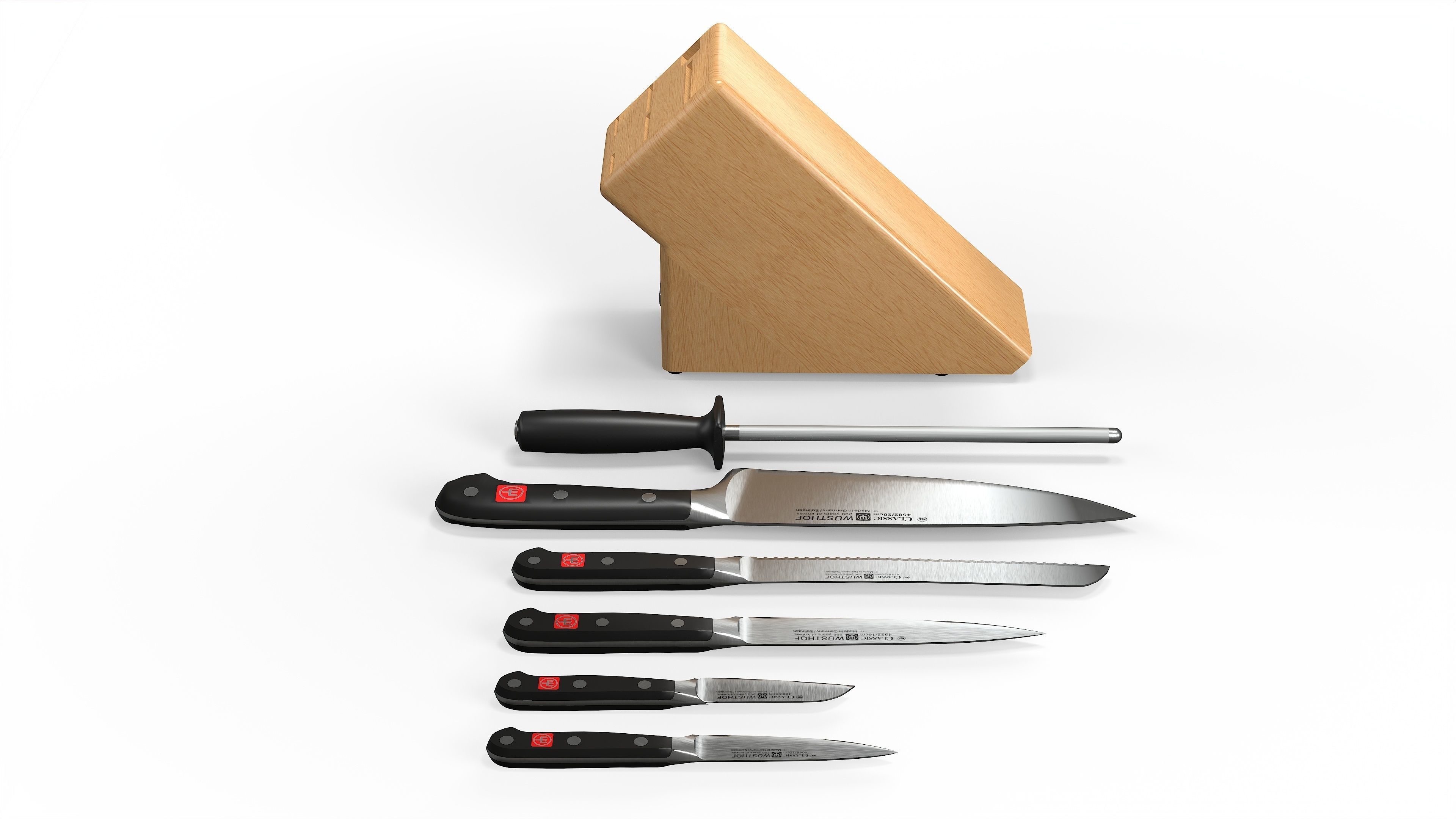Wusthof Classic 6pc Knife Block Set 3D model CGTrader