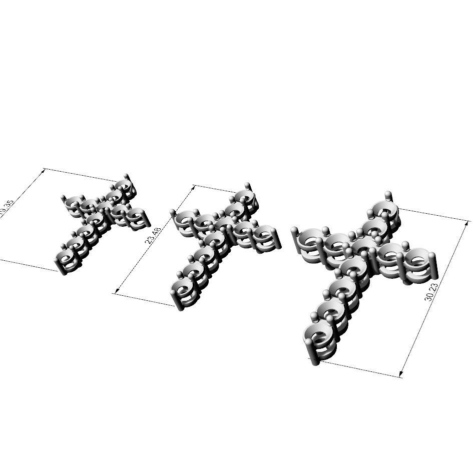 Cross pendants Graff  for diamonds 3D print model_3