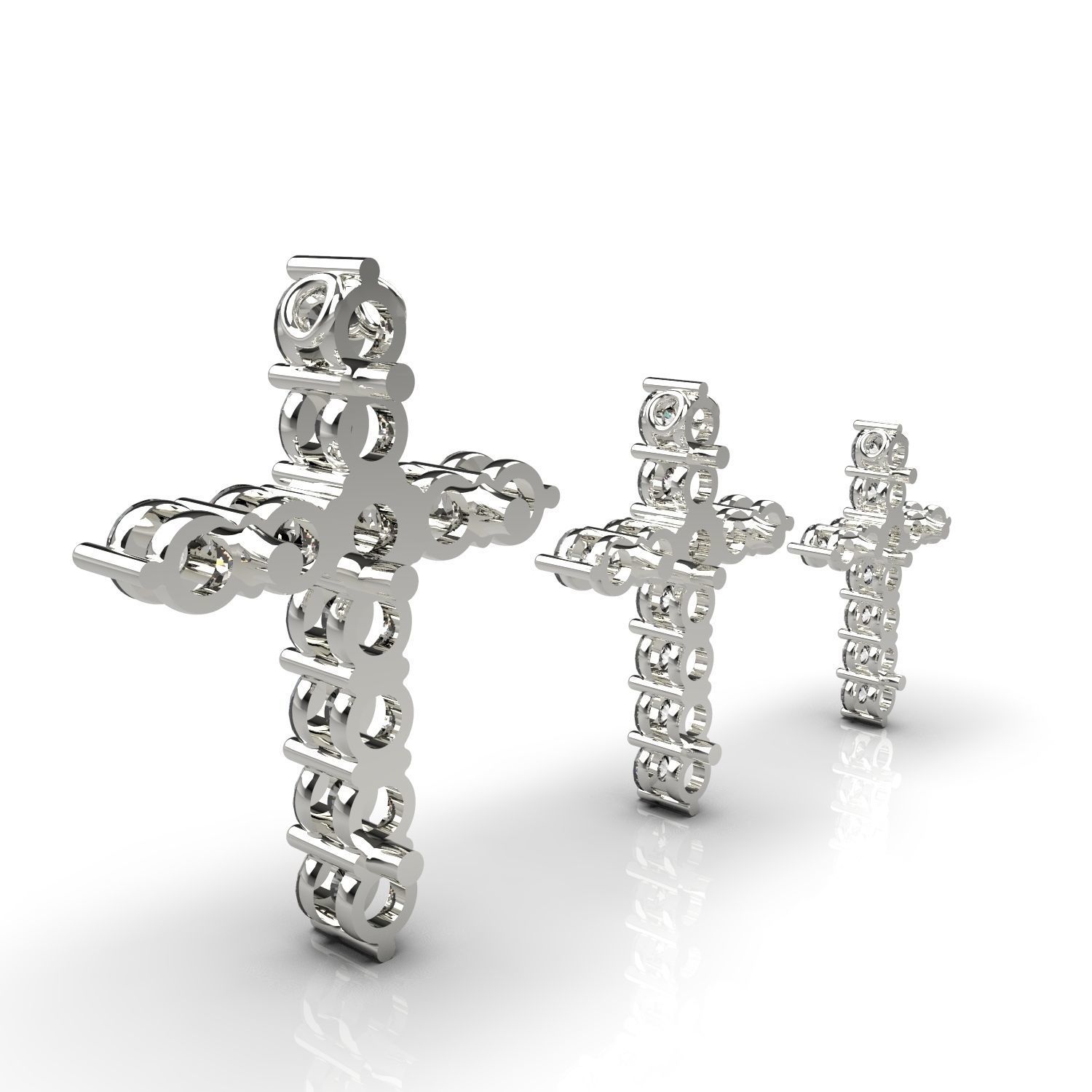 Cross pendants Graff  for diamonds 3D print model_1
