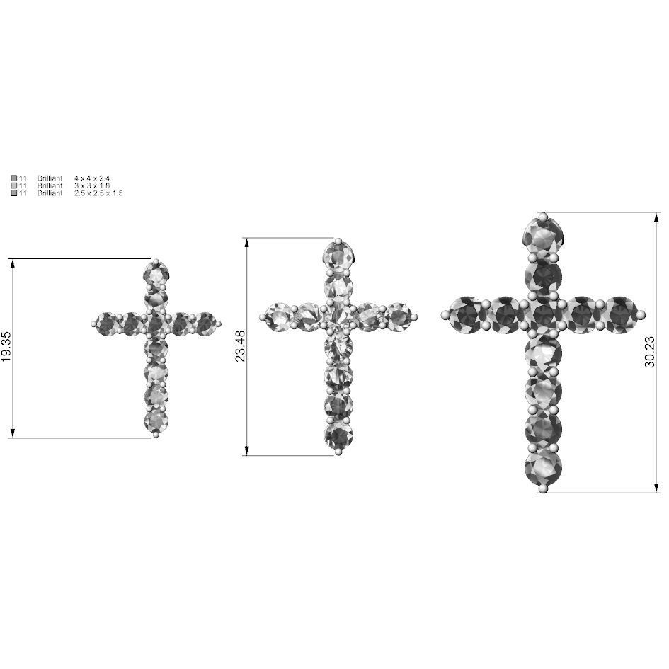 Cross pendants Graff  for diamonds 3D print model_2