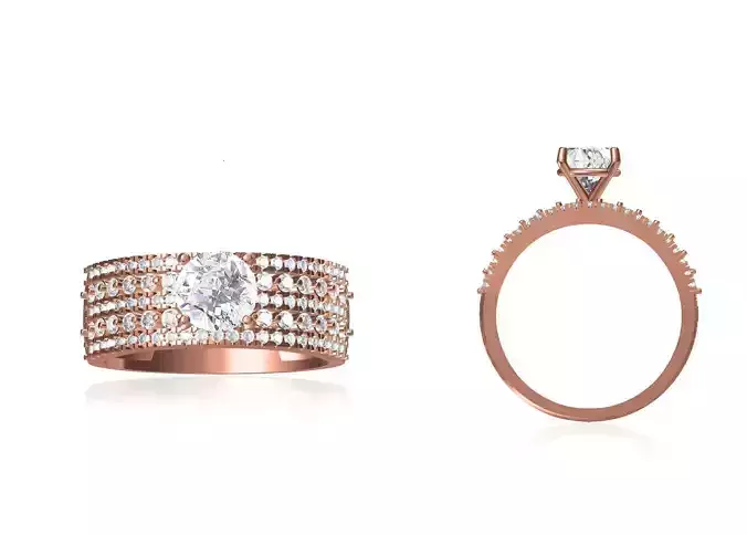 Women Wedding Engagement Ring STL OBJ FBX JCD Details