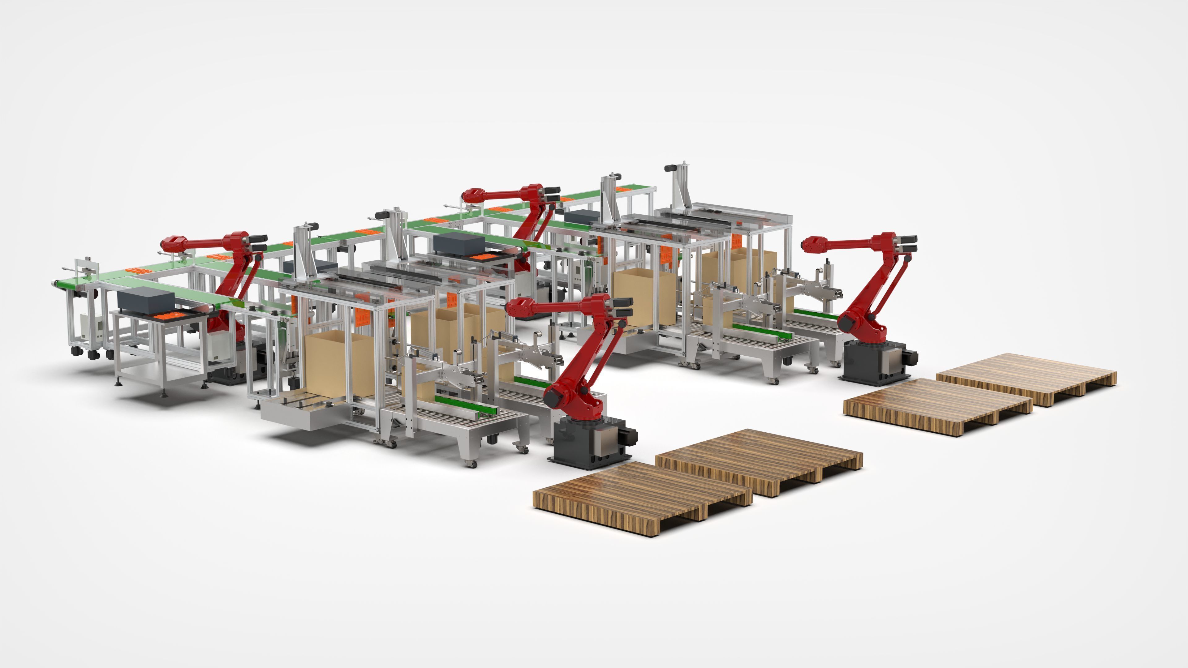 Automatic Packaging Sorting and Stacking Line 3D model | CGTrader
