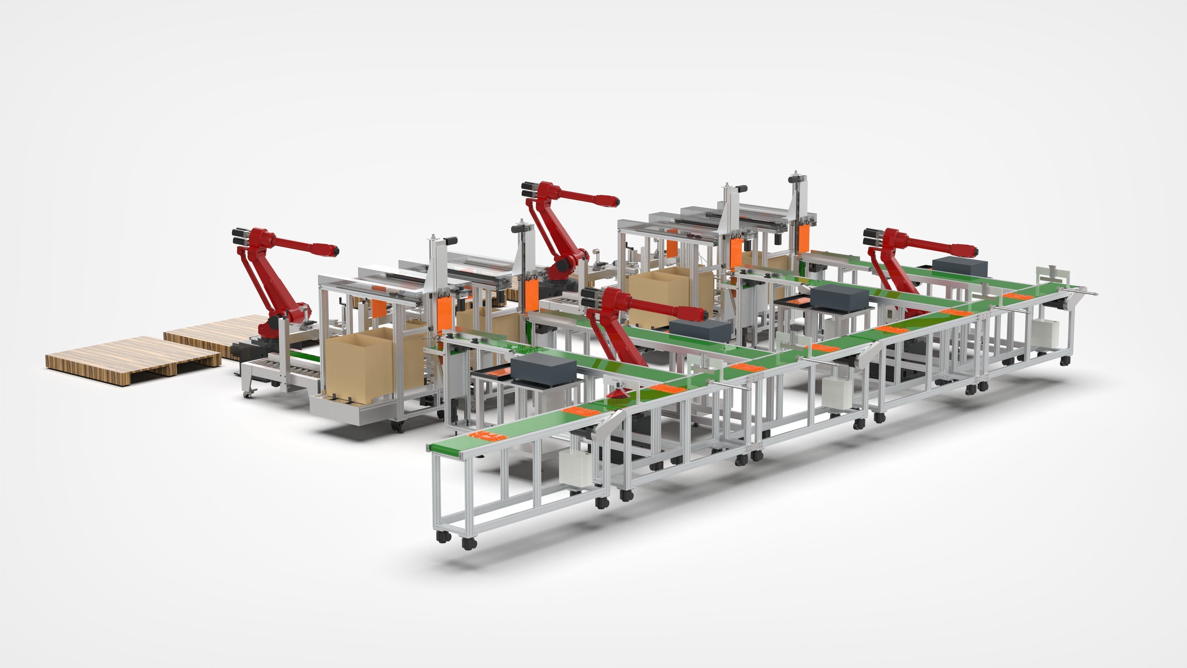 Automatic Packaging Sorting and Stacking Line 3D model | CGTrader