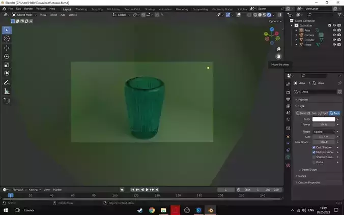 A glass 3d model