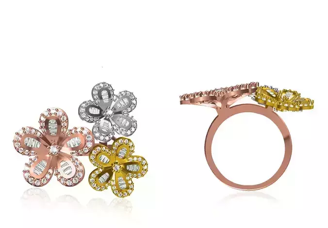 Women Wedding Engagement Ring STL OBJ FBX JCD Details