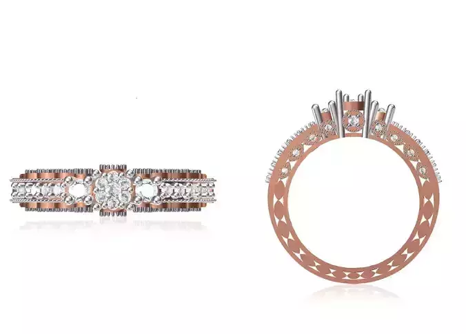 Women Wedding Engagement Ring STL OBJ FBX JCD Details