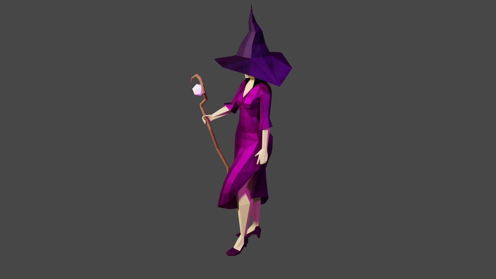 Witch Sorcerer  Enchantress  Gameready Rigged  Low-poly 3D model_1