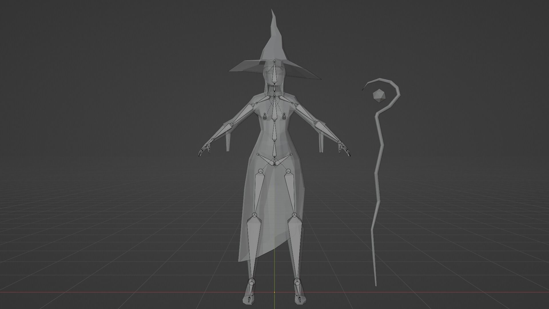 Witch Sorcerer  Enchantress  Gameready Rigged  Low-poly 3D model_9