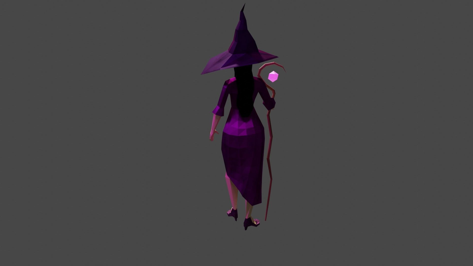 Witch Sorcerer  Enchantress  Gameready Rigged  Low-poly 3D model_4