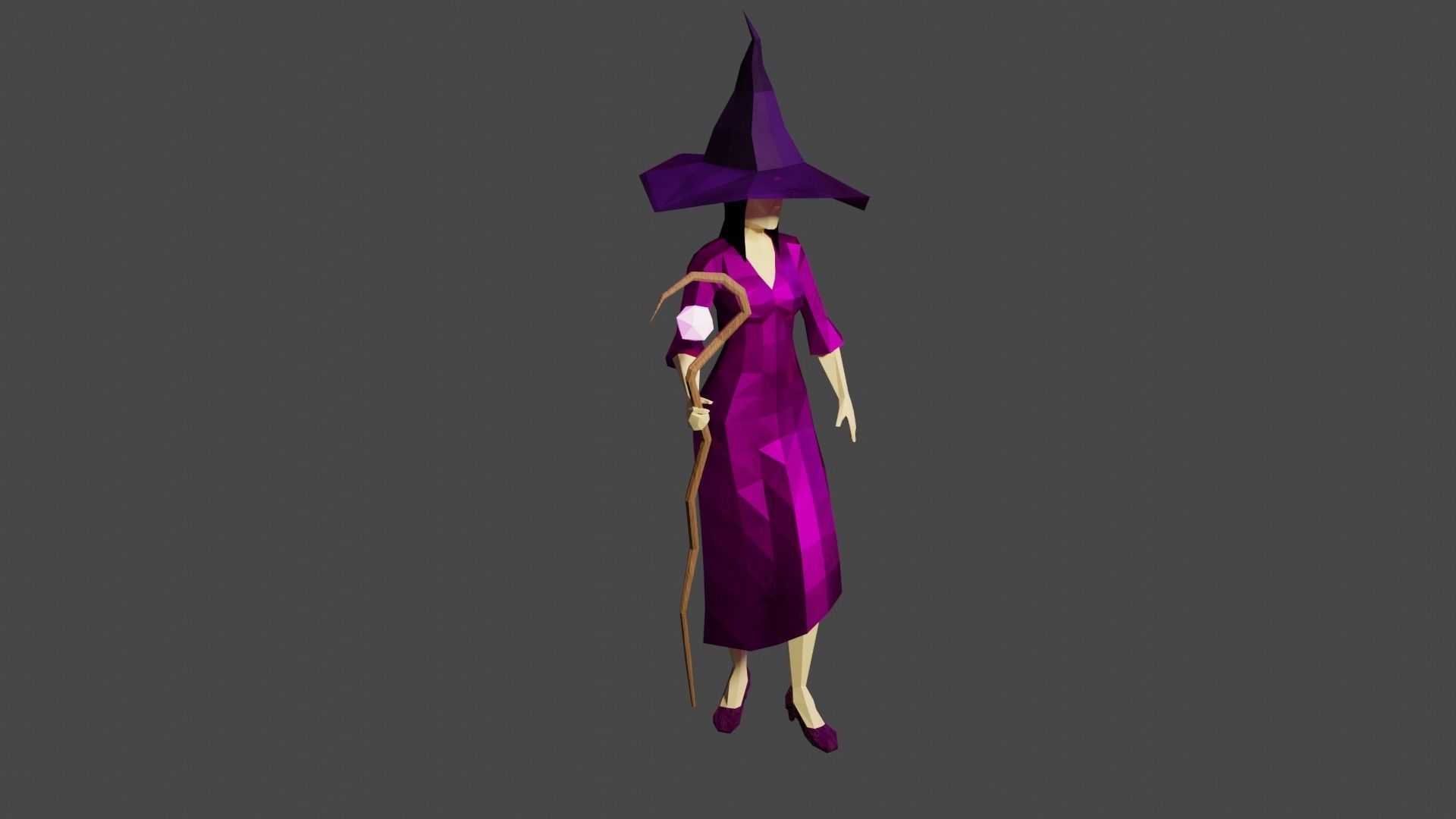 Witch Sorcerer  Enchantress  Gameready Rigged  Low-poly 3D model_2