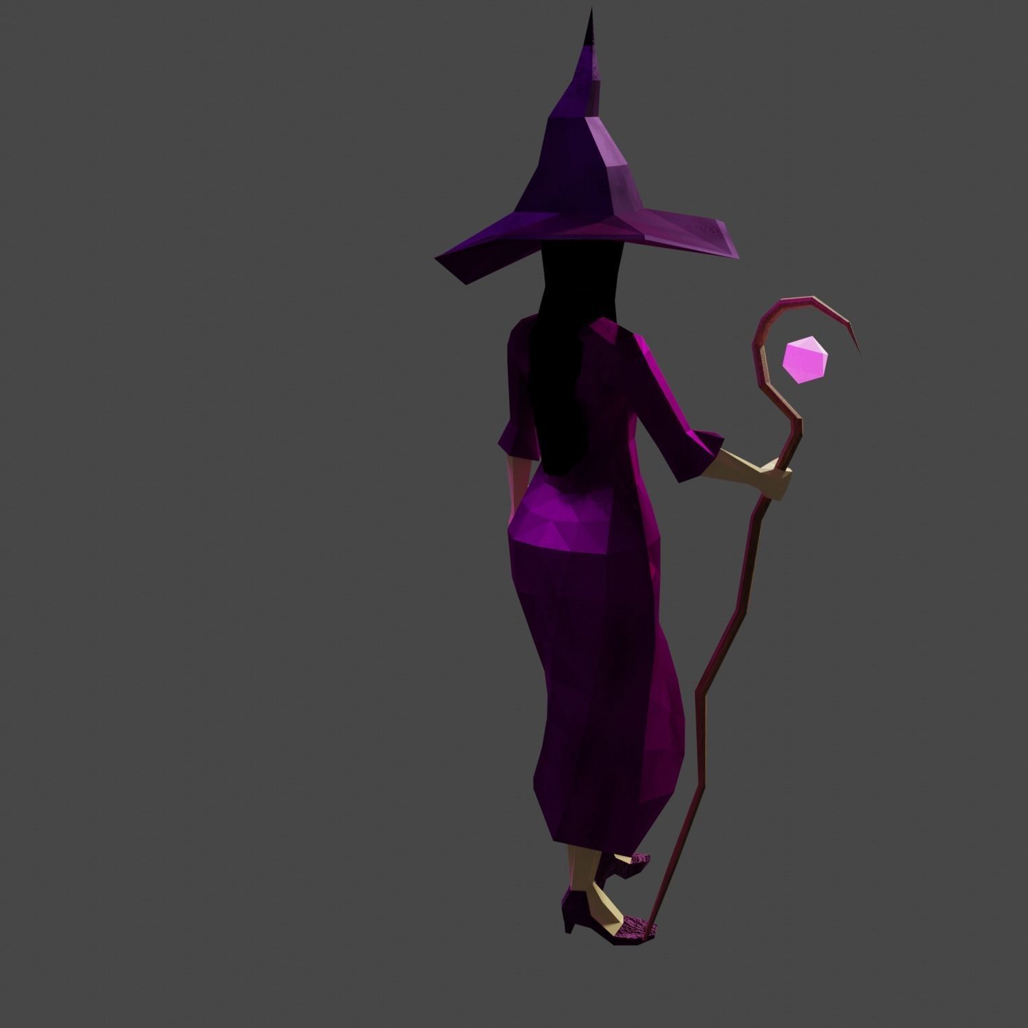 Witch Sorcerer  Enchantress  Gameready Rigged  Low-poly 3D model_3