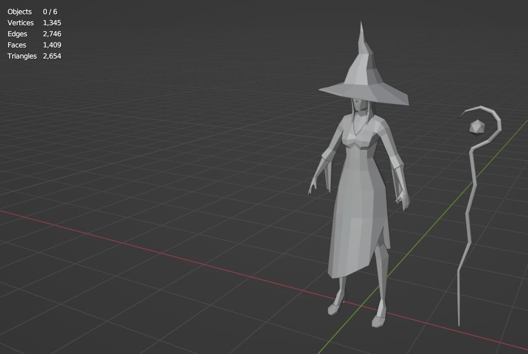 Witch Sorcerer  Enchantress  Gameready Rigged  Low-poly 3D model_10