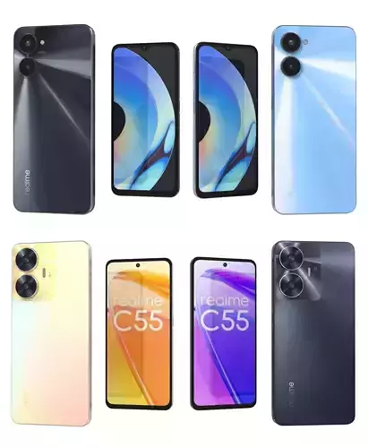 Realme 10S And C55 Low-poly 3D model