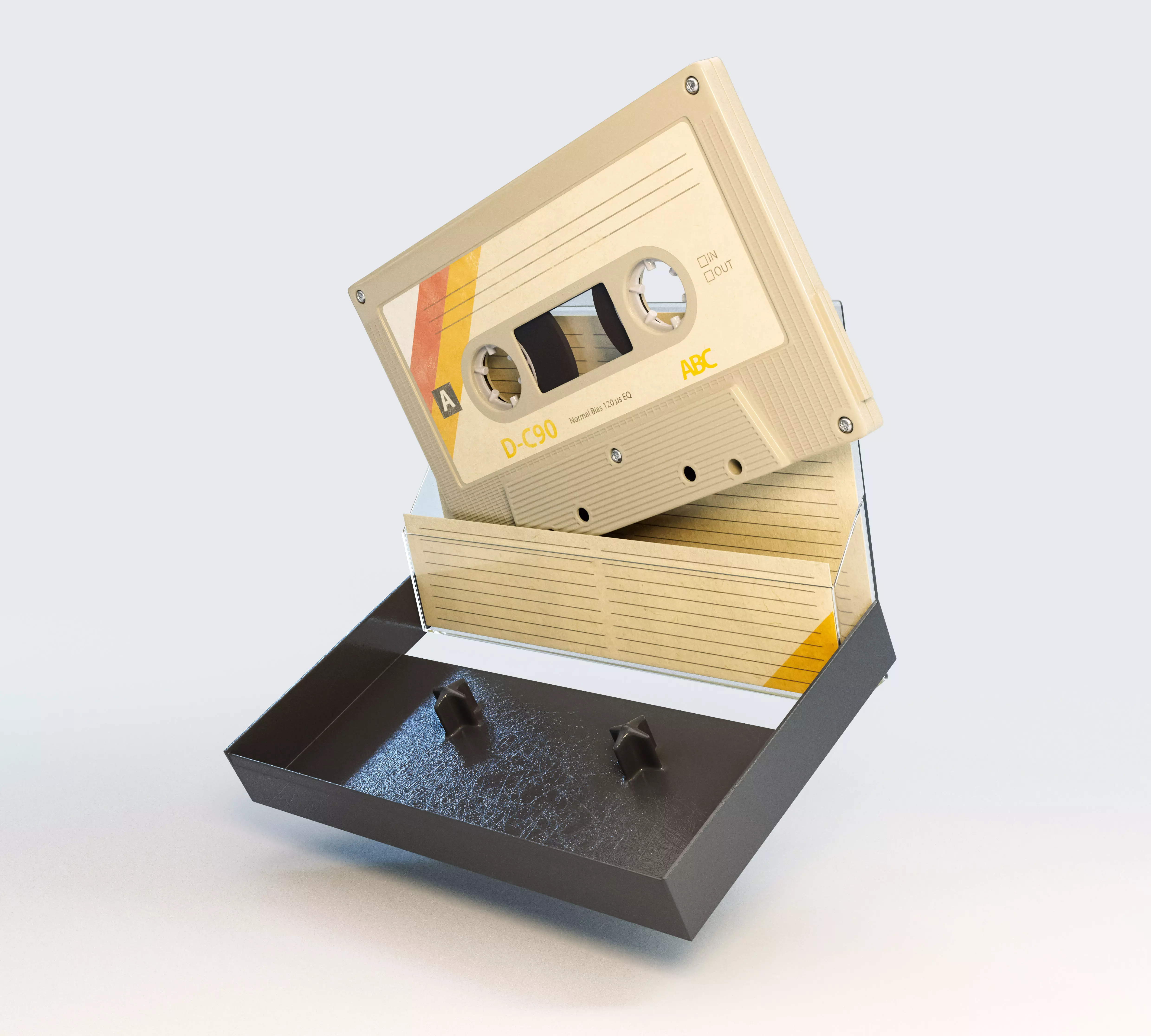 Vintage Cassette Tape And Cover 3D model
