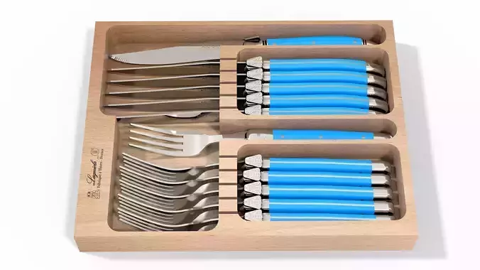 Laguiole 12 piece Knife and Fork Set 3D model