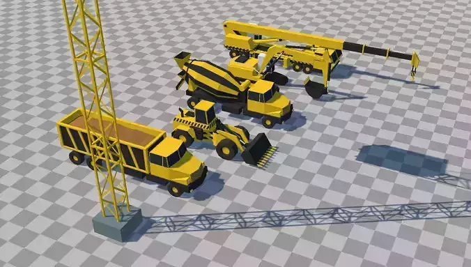 Construction Vehicles Pack Low-poly 3D model