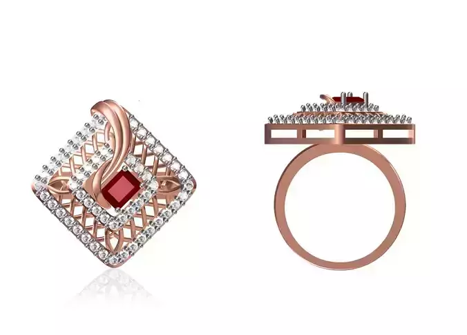 Women Wedding Engagement Ring STL OBJ FBX JCD Details