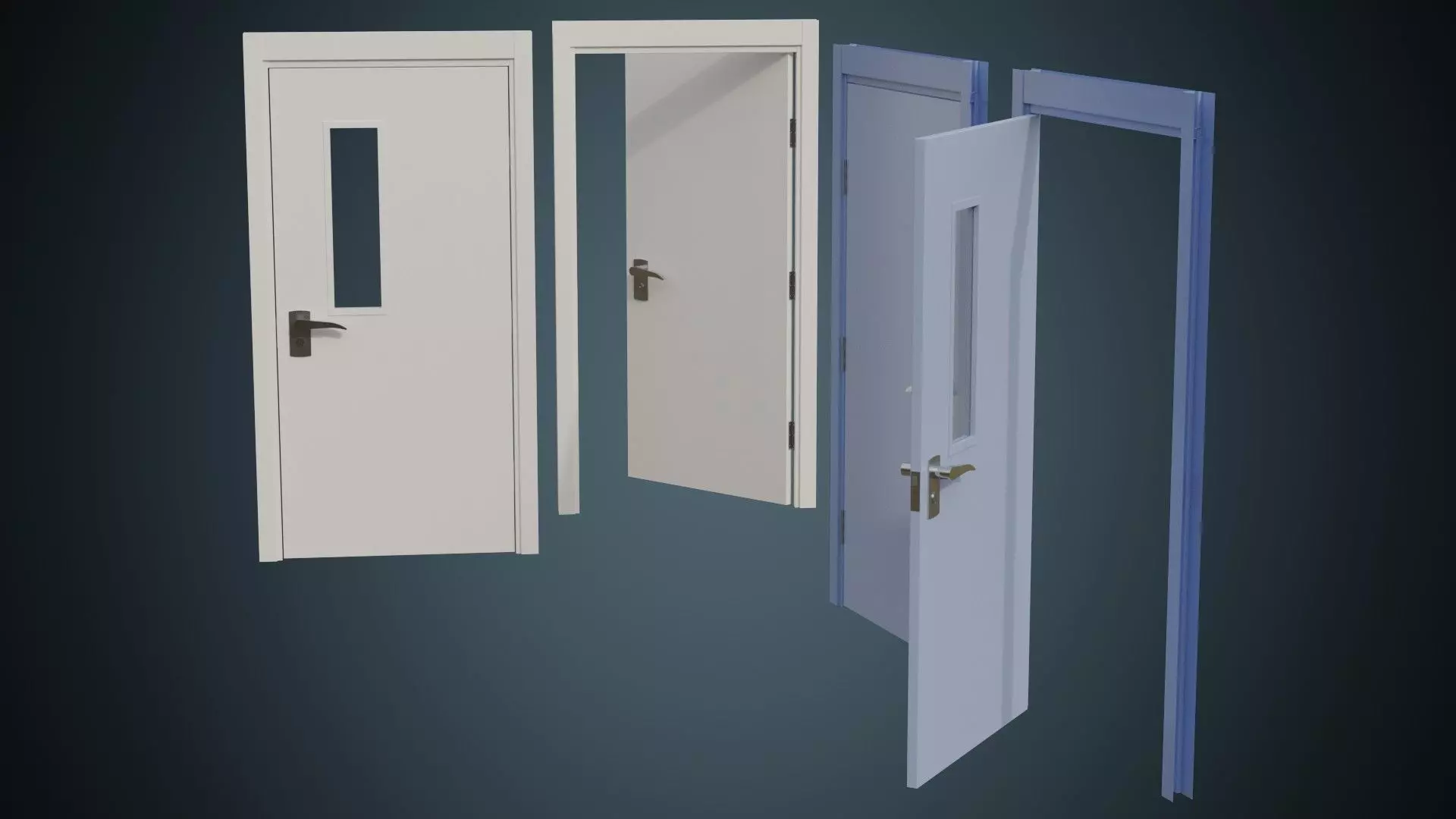Hospital Door 2A Low-poly 3D model_0