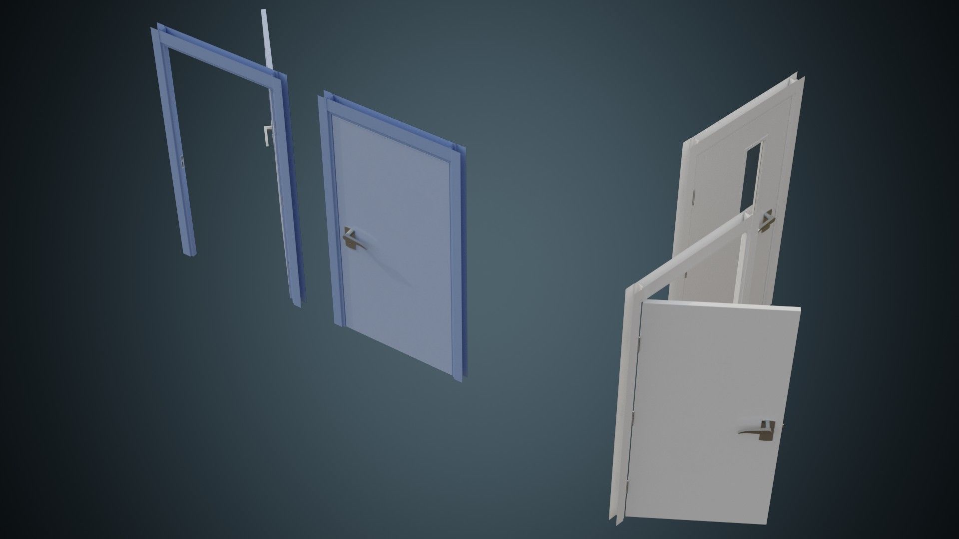 Hospital Door 2A Low-poly 3D model_1