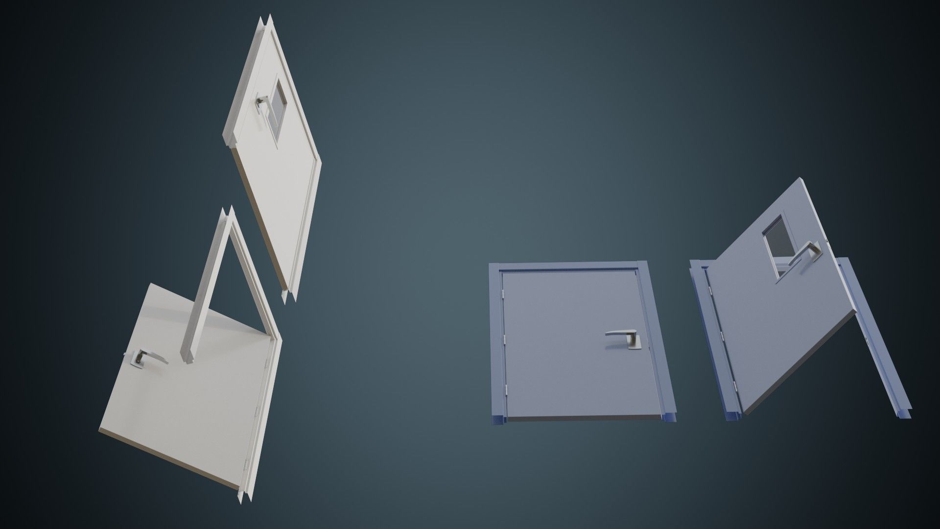 Hospital Door 2A Low-poly 3D model_2