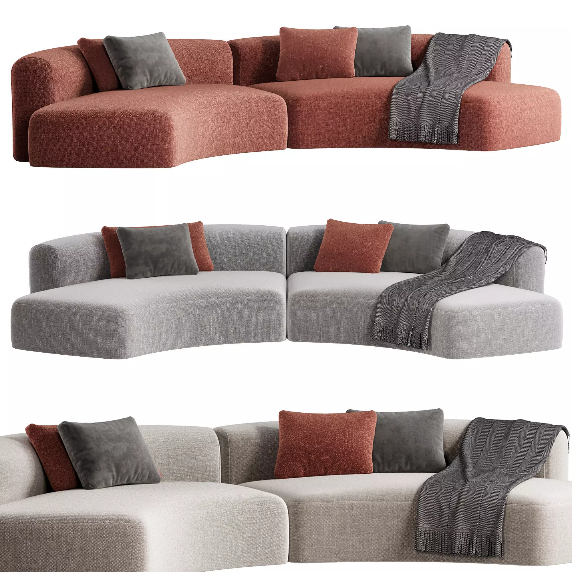 Cosy Curve Sofa 3D model_0