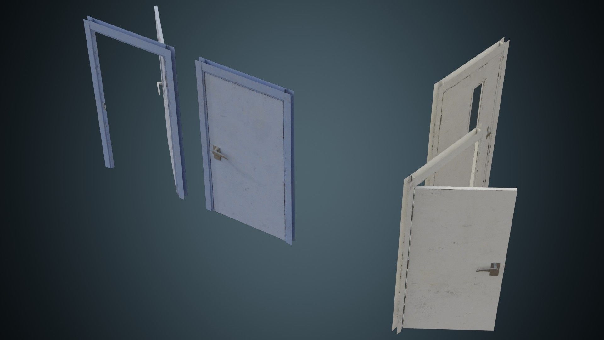 Hospital Door 2B Low-poly 3D model_1