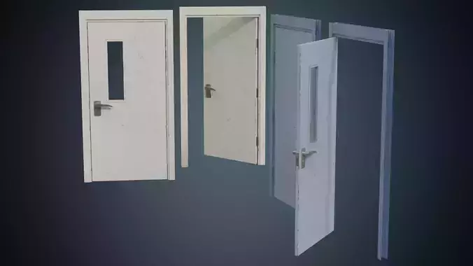 Hospital Door 2B Low-poly 3D model