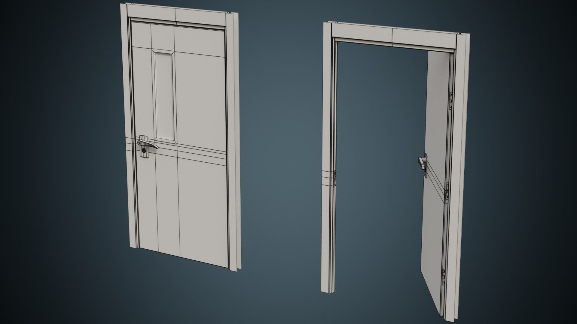 Hospital Door 2B Low-poly 3D model_9