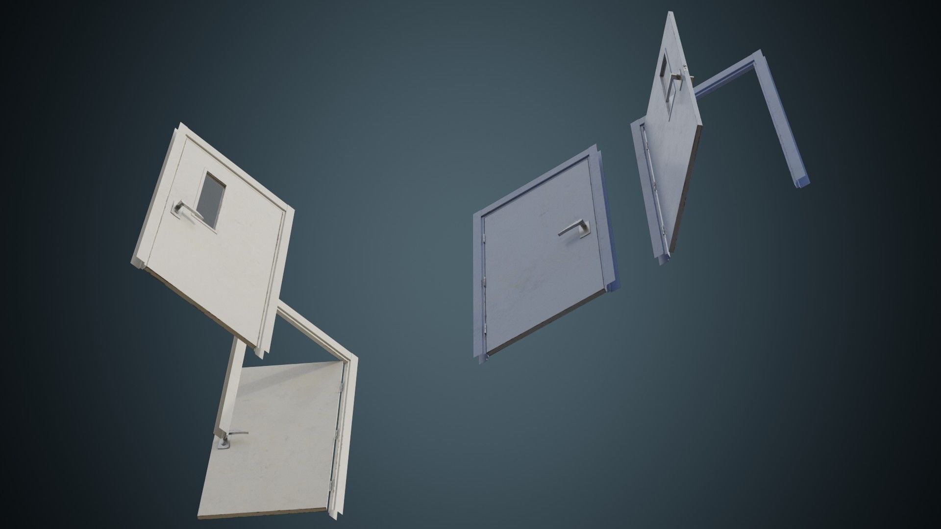 Hospital Door 2B Low-poly 3D model_2