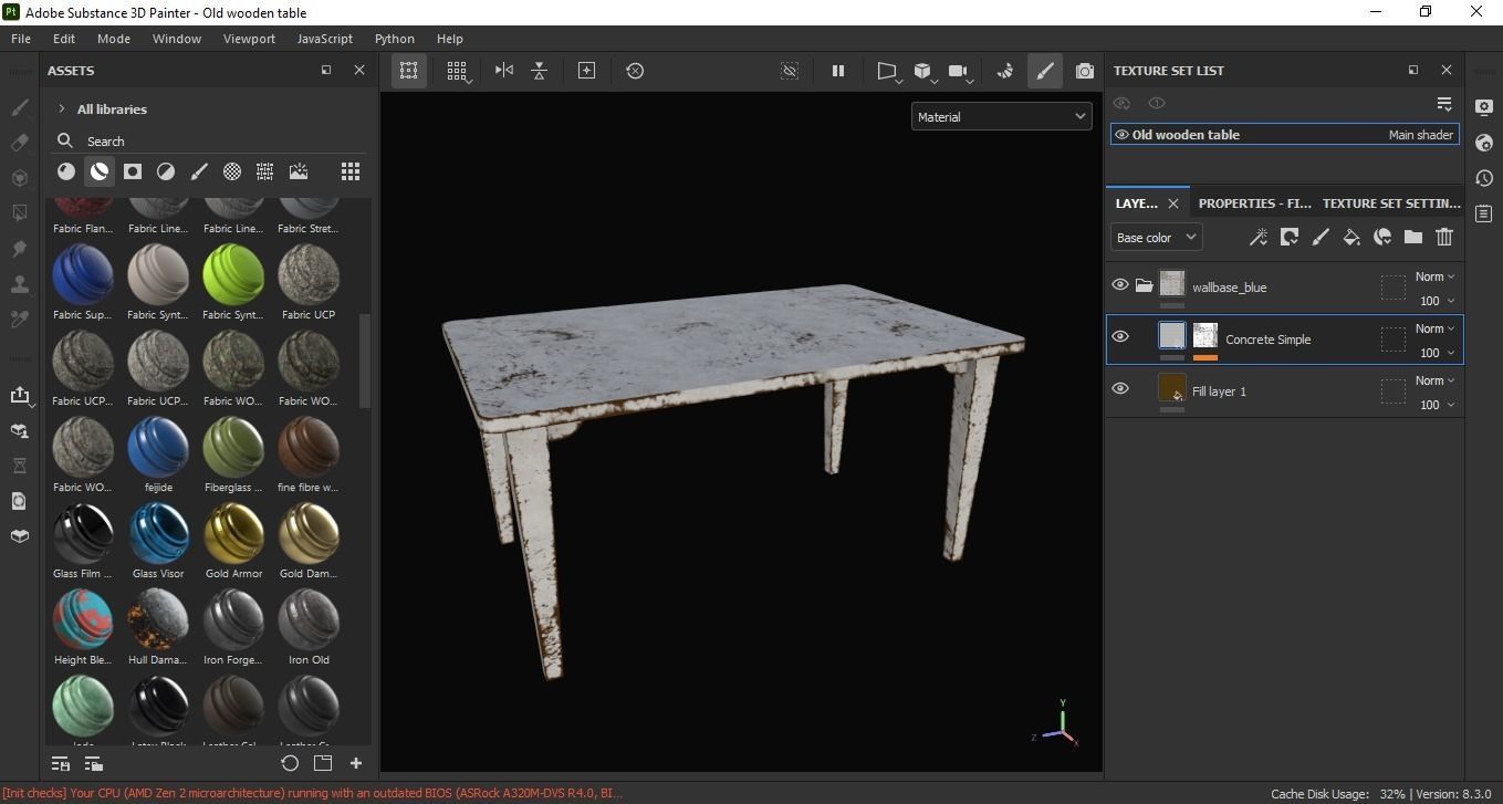 Old wooden table 3D Model Low-poly 3D model_6