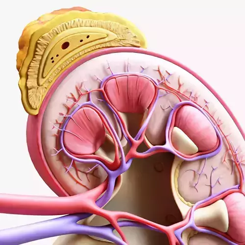 Human Kidney Anatomy Cross Section 3D model