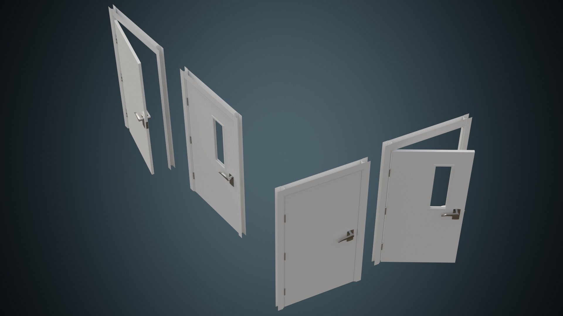 Hospital Door 2 Basic Low-poly 3D model_1