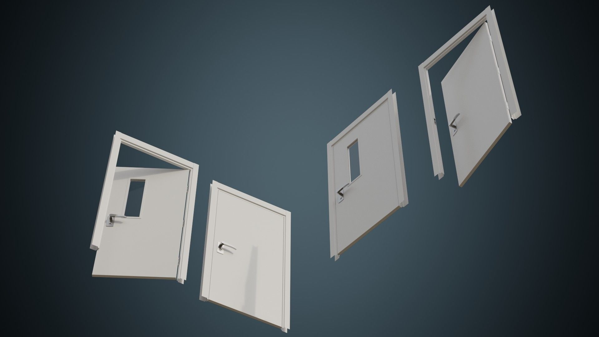 Hospital Door 2 Basic Low-poly 3D model_2