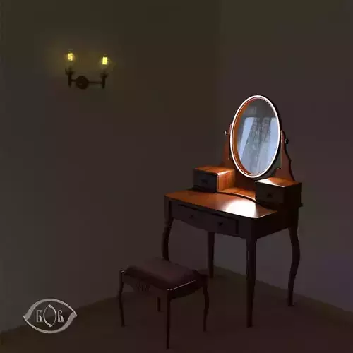 Dressing table with Led lighting and with a chair   3D model