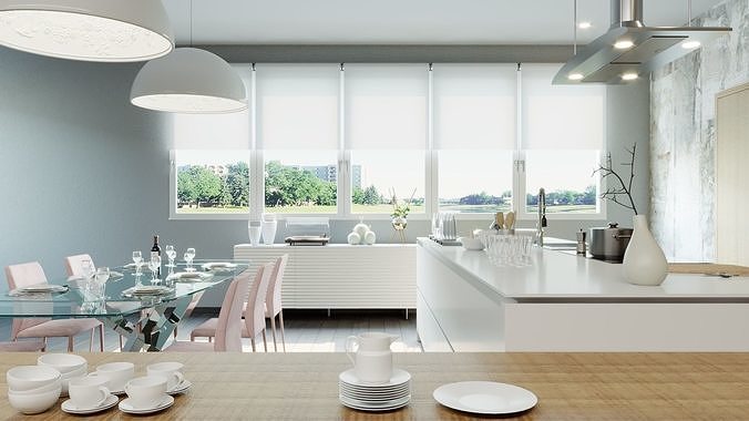 Kitchen 3d Model - Interior Scene  Cinema4d Corona - Furniture 3D model 3
