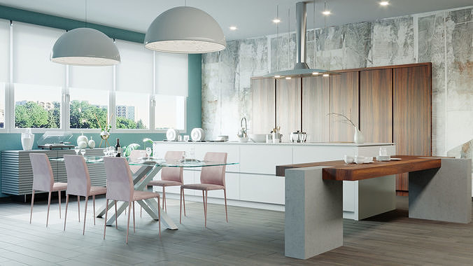 Kitchen 3d Model - Interior Scene  Cinema4d Corona - Furniture 3D model 5
