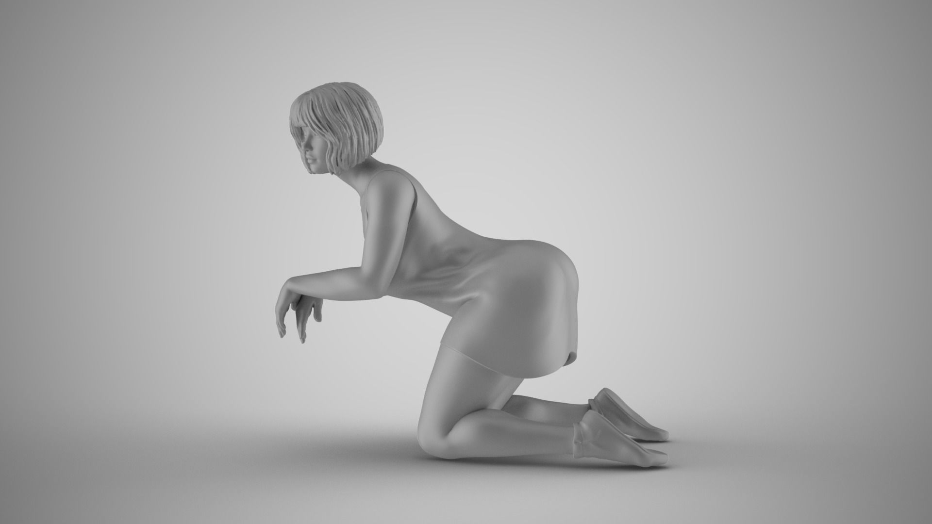 Woman Leaning with Arms 3D print model_1