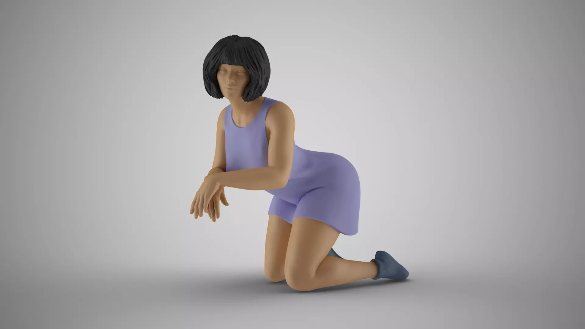 Woman Leaning with Arms 3D print model_0