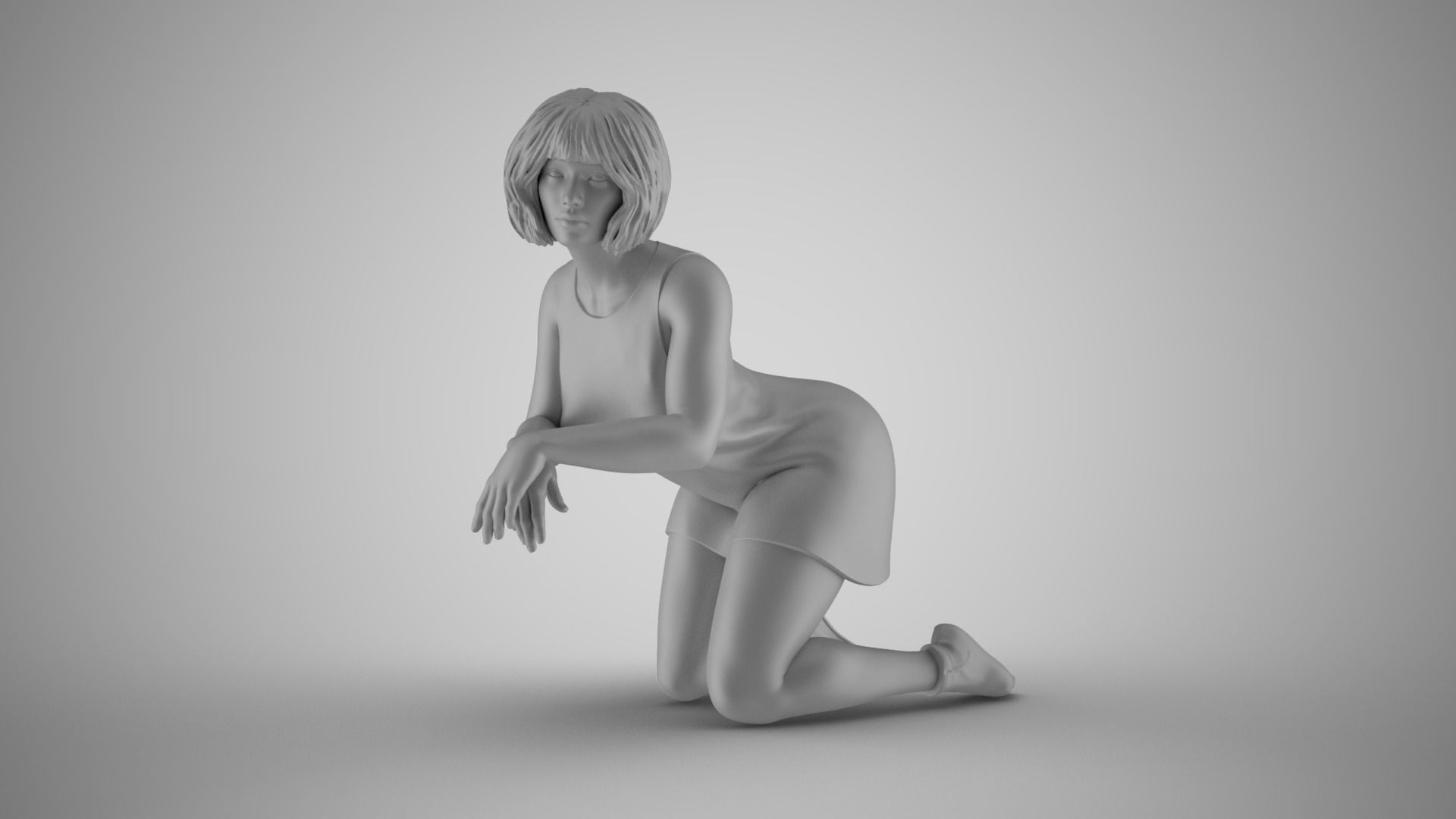 Woman Leaning with Arms 3D print model_3